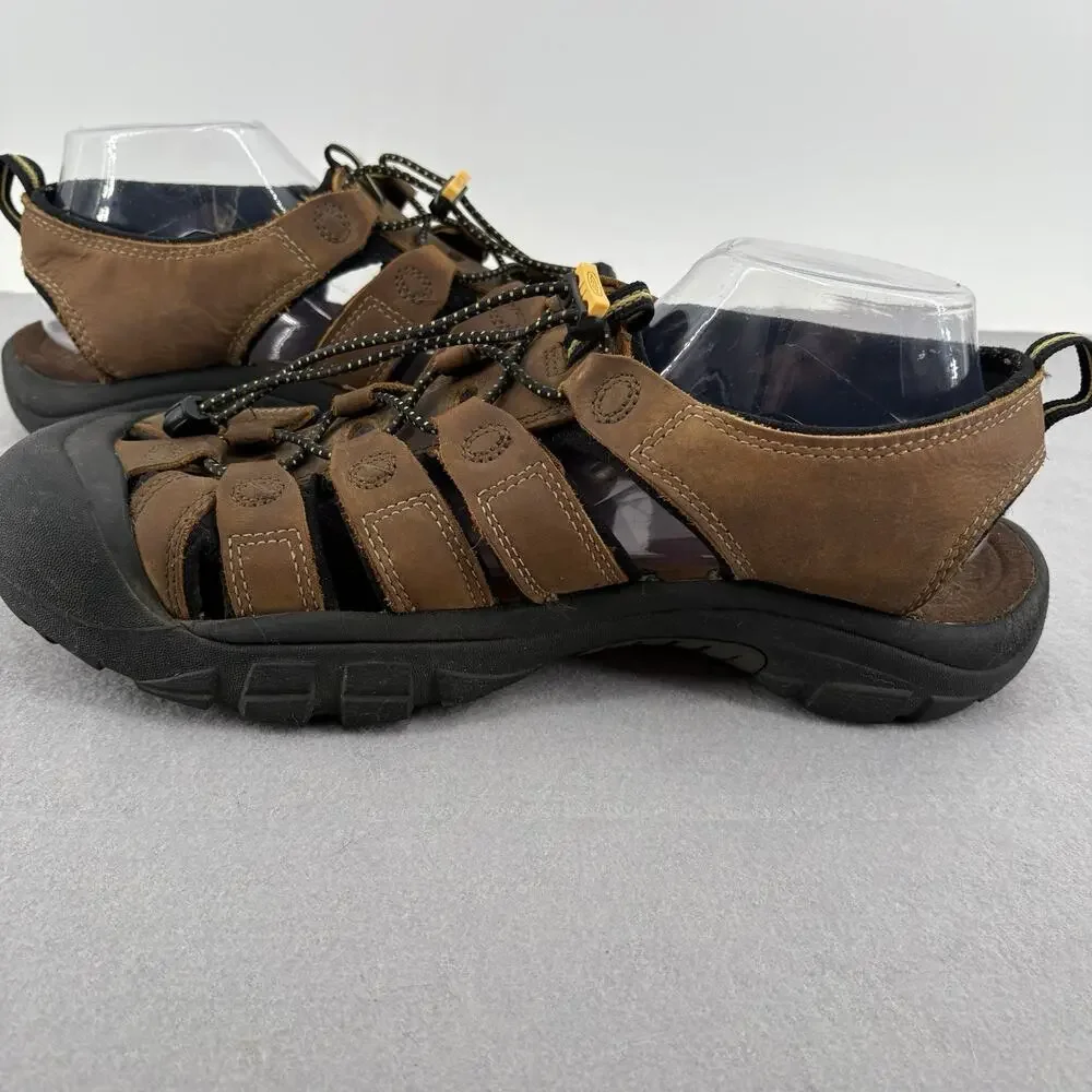 KEEN Newport Bison Brown Leather Waterproof Hiking Sandals Mens Sz 12.5 1001870